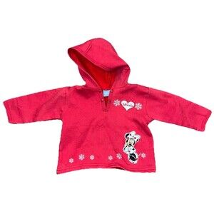 Disney Minnie Mouse Pullover Shirt With Hood Size 6-9 Months Red
